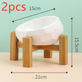 Pet Supplies Bowl Ceramic Cat Bowl Dog Bowl Oblique Mouth (Option: whiteset 2pcs)