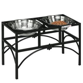 Elevated Dog Bowls, Double Stainless Steel Heavy Duty Dog Food Bowl Elevated Pet Feeding Station, 14" H (Option: Black-580x285x375 mm)