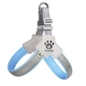 Pet Dog Cat Harness, Pet Harness With LeashSet, Adjustable Puppy Harness ComfortableReflective Easy Control Dog With Leather Leash,.No-Pull No Ch (Option: Blue-M)