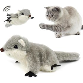 PROKEl Pet Toys, Cat Catnip Toys FlappingSquirrel, Rechargeable Touch Activated KittenToys, Lifelike Interactive Cats Toy Indoor, CatKicker Plush (Option: Grey)